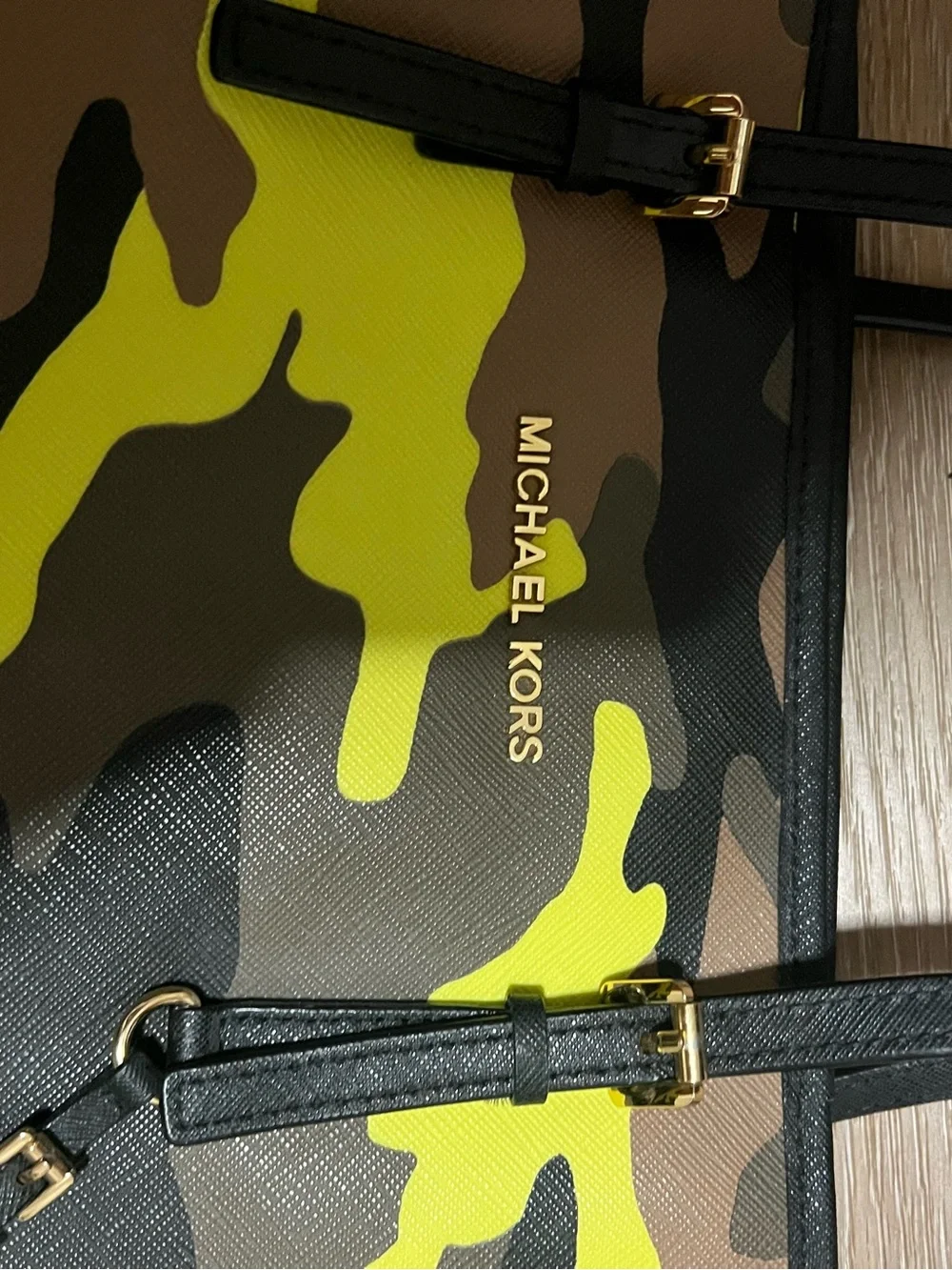 Michael Kors Yellow Camo Jet Set Tote